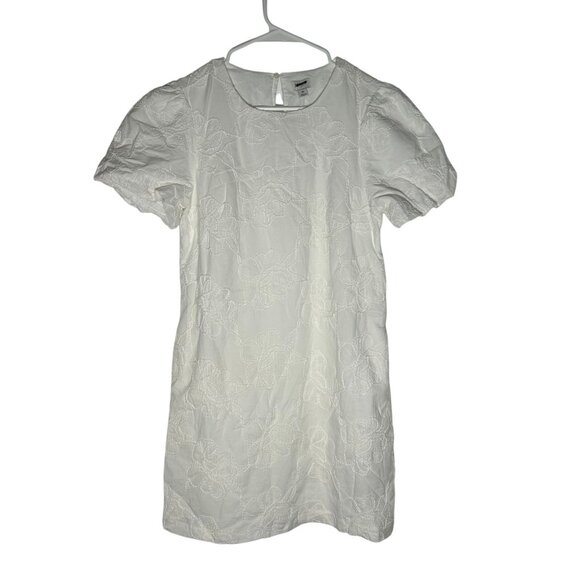 J. Crew Factory Eyelet Puff-Sleeve Mini Dress Women's Size 6 in White New W/ Tag - Picture 2 of 6